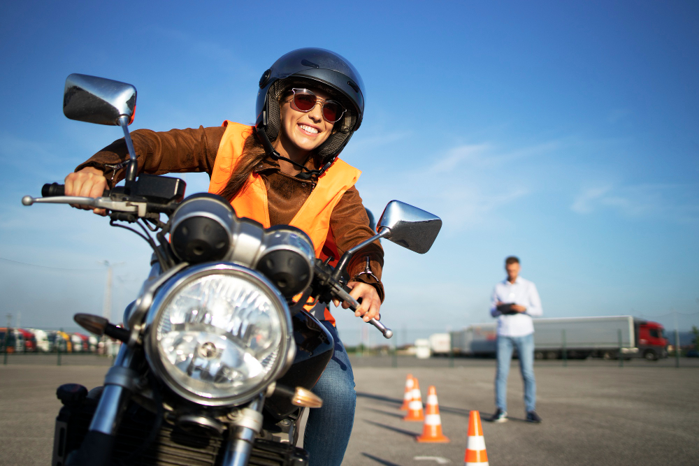 A Girl Riding bike With good mood